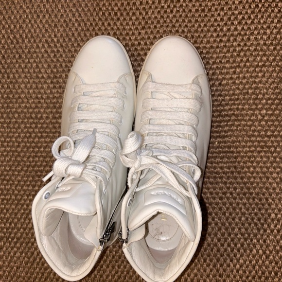 Prada white leather high top tennis shoes size 40.5 - Picture 7 of 15